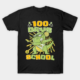 100 Days of school featuring a Rocking T-rex dino #3 T-Shirt